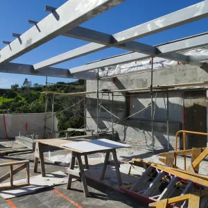 Pritzlaff Conservation Center Construction, looking northwest across deck