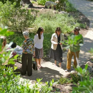 Garden Club of Santa Barbara Centennial Birthday Meeting, Club members visiting the Wooded Dell