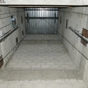 Pritzlaff Conservation Center Construction, looking up elevator shaft