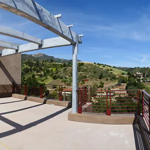 Pritzlaff Conservation Center Construction, panorama from south deck railing