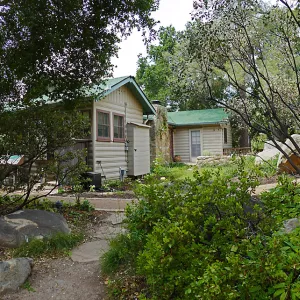 Home Demonstration Garden Renovation, view 5, panorama of northeast side of Cottage
