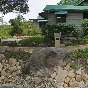 Home Demonstration Garden Renovation, view 9, panorama of east side of Cottage