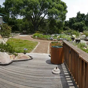 Home Demonstration Garden Renovation, view 26, panorama from deck
