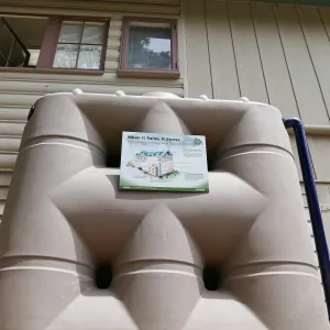 Home Demonstration Garden Renovation, rainwater collection system on west side of Cottage