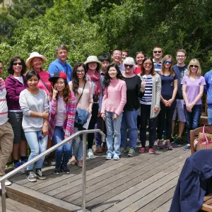 UCSB visiting researchers, scholars and their families visiting SBBG as part of the UCSB-OISS English Conversation Program