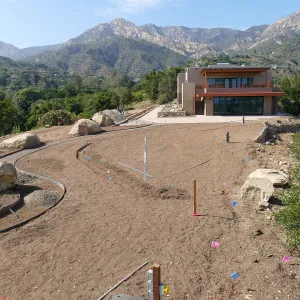 Island View Garden Installation, view looking northeast from boulder near south steps