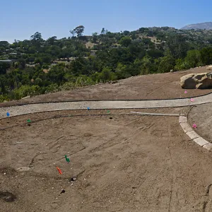 Island View Garden Installation, panorama from boulder near south steps