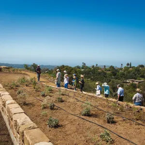 Pritzlaff Conservation Center Ribbon Cutting Celebration, Bruce Reed leading tour of newly planted Island View Garden