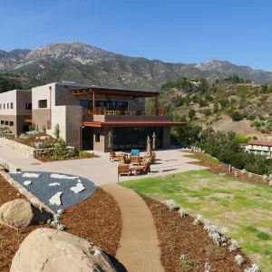 View of Pritzlaff Conservation Center looking northeast from the Island View Garden