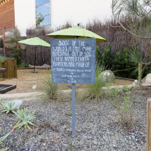 Natural History Museum of Los Angeles, Nature Gardens, Planter signage