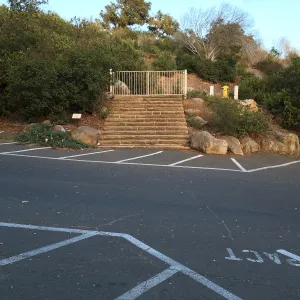 From parking lot looking to original steps to Mission Canyon Road