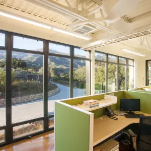 Pritzlaff Conservation Center interior, administrative bullpen and north windows
