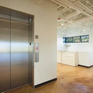 Pritzlaff Conservation Center interior, elevator and central stairwell, second floor