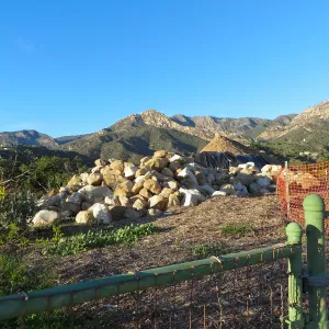 PCC construction, rock pile
