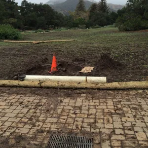 Clogged drain flooding in lower meadow