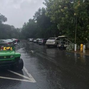 Parking lot in rain