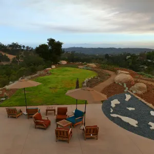 Island View Garden in smoke-filtered light from Rey Fire