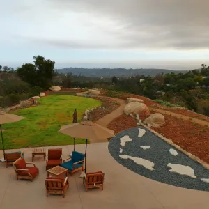 Island View Garden in smoke-filtered light from Rey Fire