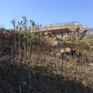 Pritzlaff Conservation Center construction, East side of site, Historic Wall