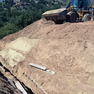Pritzlaff Conservation Center construction, Installation of sewer line, west slope