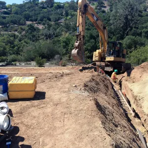 Pritzlaff Conservation Center construction, Installation of sewer line, west slope