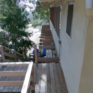 Library structural repair work, east side decking