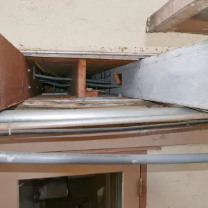 Library structural repair work, east side decking joist replacement