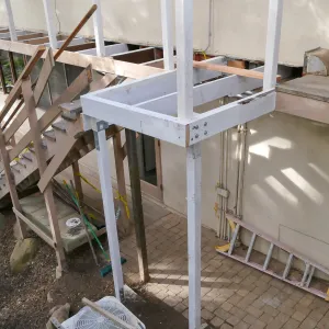 Library structural repairs, east side stairs