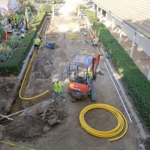 Courtyard renovation, rerouting piping
