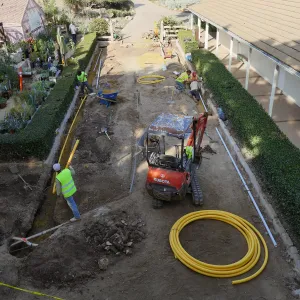 Courtyard renovation, rerouting piping
