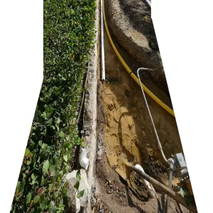 Courtyard renovation, rerouting piping, east edge looking south