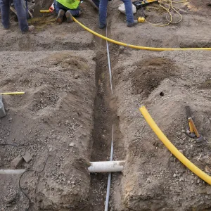 Courtyard renovation, rerouting piping, middle of courtyard looking west, northern of 2 crossings