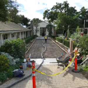 Courtyard renovation, preparing to pour concrete