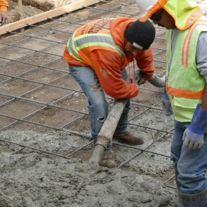 Courtyard renovation, pouring concrete