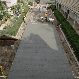 Courtyard renovation, pouring concrete