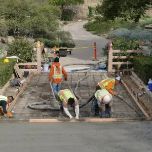 Courtyard renovation, pouring concrete