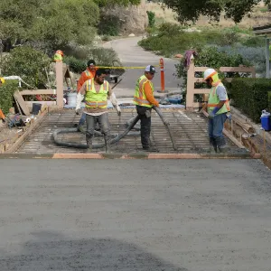 Courtyard renovation, pouring concrete