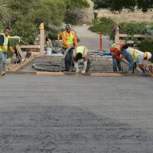 Courtyard renovation, pouring concrete