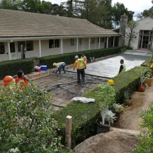 Courtyard renovation, pouring concrete