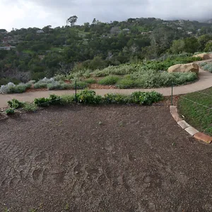 Island View Garden, panorama from boulder near south steps