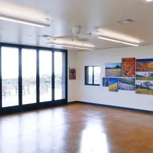 Pritzlaff Conservation Center Exhibit Room, Bob Haller Plants of California Photography Exhibit, view looking southwest
