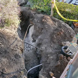 Gas line rerouting in Courtyard and Garden Growers Nursery, view from northeast corner of Lath House looking east