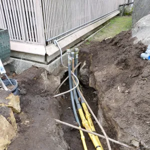 Gas line rerouting in Courtyard and Garden Growers Nursery, northeast corner of Lath House