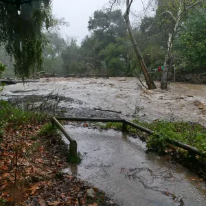 View from Redwood Section to Mission Dam during rainstorm