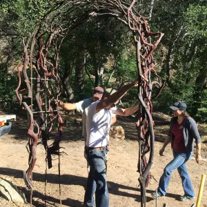 Installation of arch at the Centennial Maze
