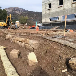 Reconstruction of wall west side of Pritzlaff Conservation Center