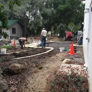 Flagstone area installation, Water Wise Home Garden