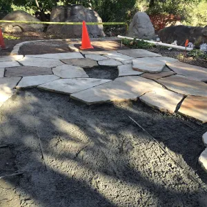 Flagstone area installation, Water Wise Home Garden