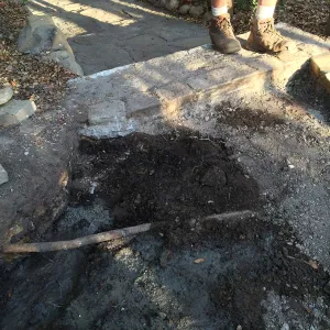 Preparing new path to Cottage and Water Wise Home Garden