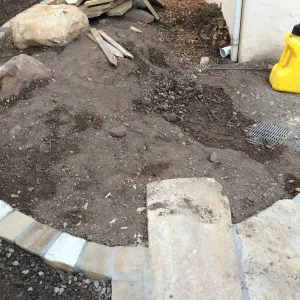 Preparing new path to Cottage and Water Wise Home Garden